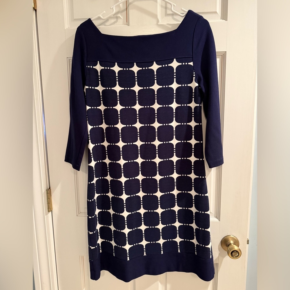 Elizabeth McKay Italian Ponte Geometric Print Mini Dress Size 10